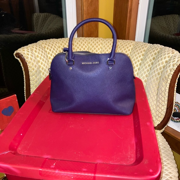 Michael Kors Purple Satchel Structured Dome Bag Silver Hardware - Picture 1 of 6